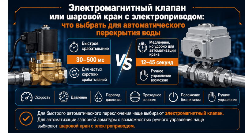 Электромагнитный клапан или шаровой кран с электроприводом: что выбрать для автоматического перекрытия воды